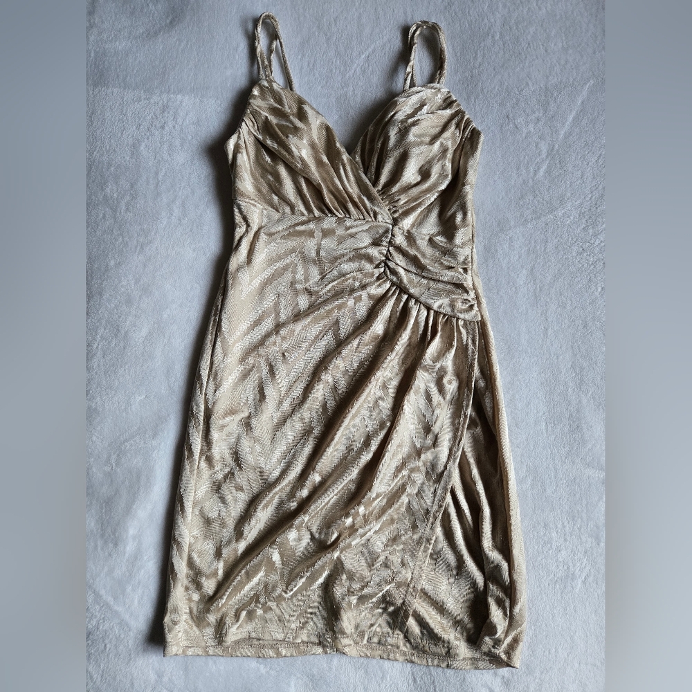 Small Gold Ruched Party Dress - Picture 3 of 6